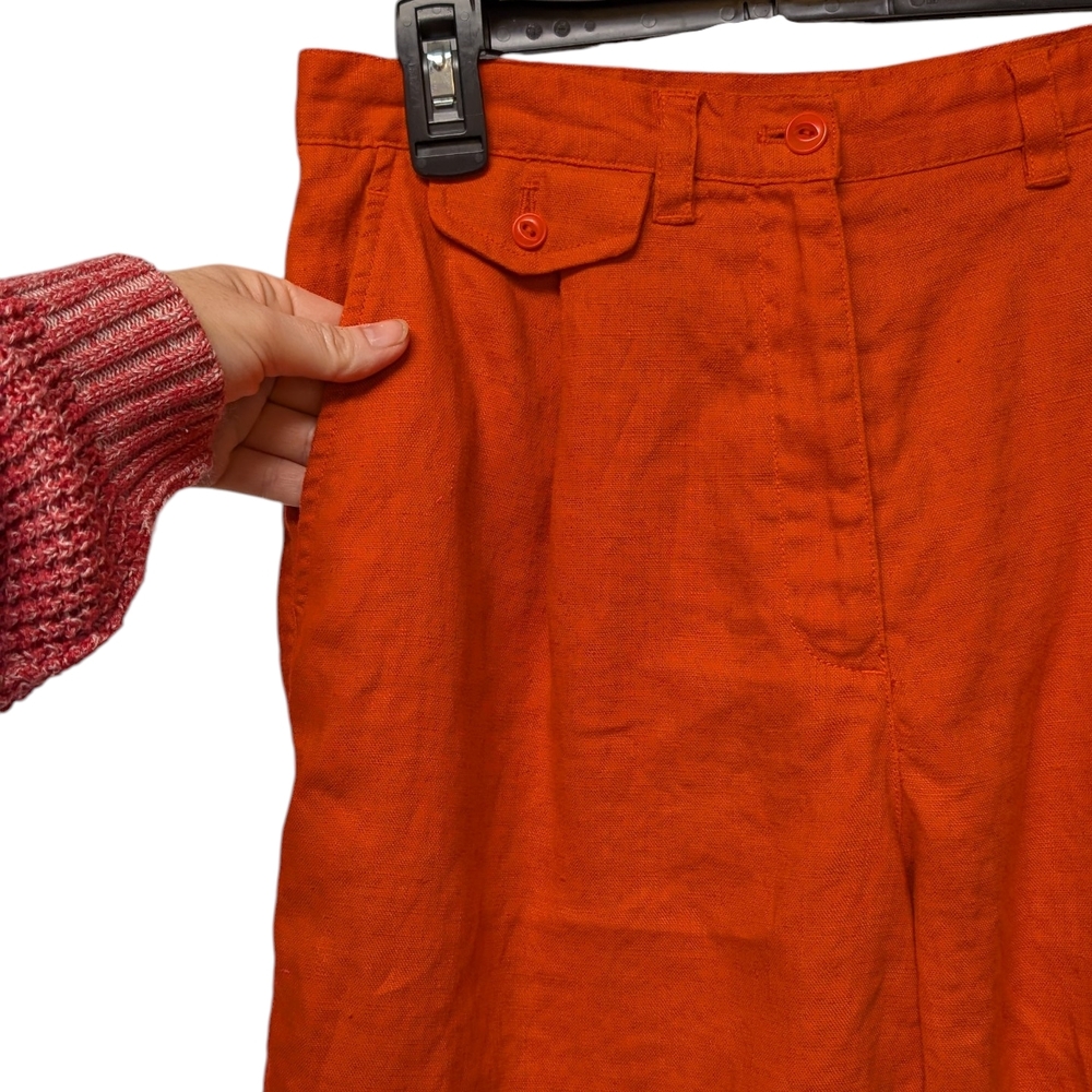 Ralph Lauren Red/Orange Linen Relaxed Fit Shorts - Picture 4 of 6